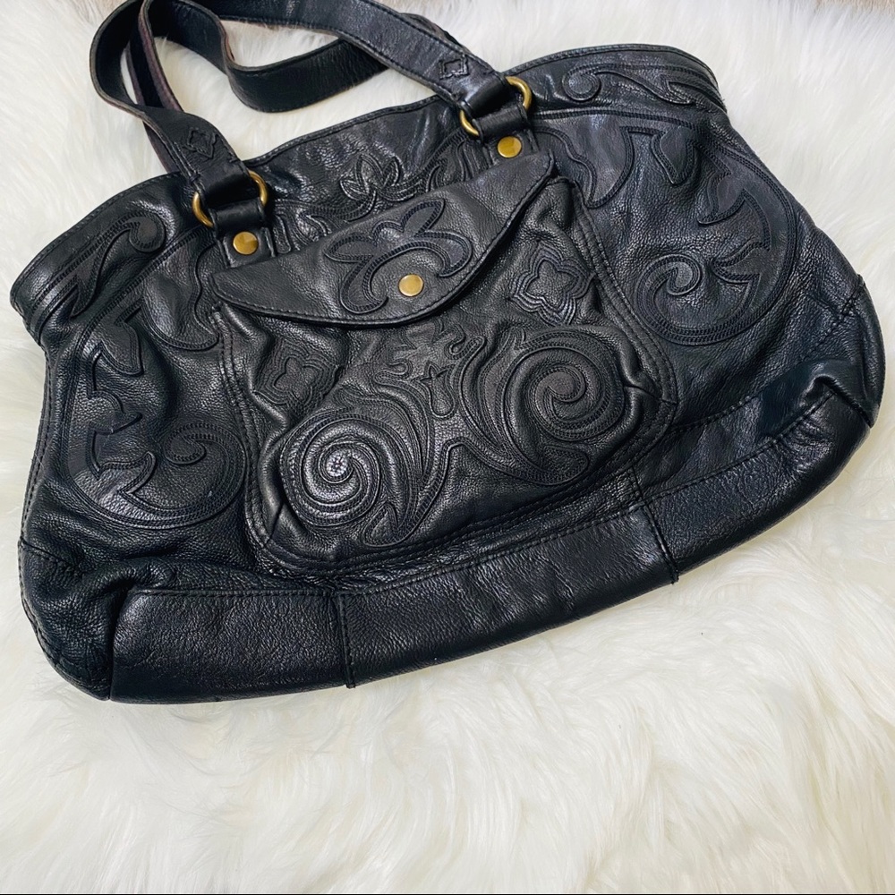 RARE! Lucky Black leather hobo shoulder bag purse